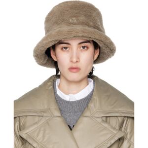 GANNI Taupe Fluffy Tech Bucket Hat  - 873 Oyster Gray - Size: Medium - female