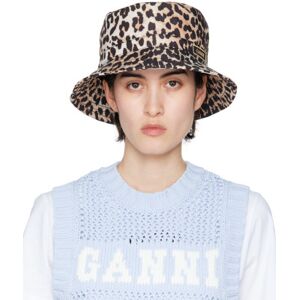 GANNI Beige & Black Printed Bucket Hat  - 943 Leopard - Size: Extra Small - female