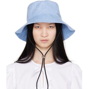 GANNI Blue Chin Strap Denim Bucket Hat  - 646 Baby Blue - Size: Extra Small - female