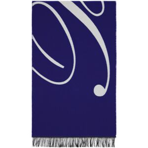 Burberry Blue & Off-White Logo Wool Silk Scarf  - KNIGHT - Size: UNI - male