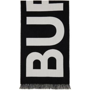Burberry Black & Gray Logo Wool Jacquard Scarf  - BLACK - Size: UNI - male