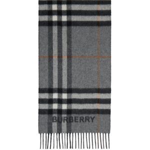 Burberry Gray Contrast Check Scarf  - GREY / CHARCOAL - Size: UNI - male