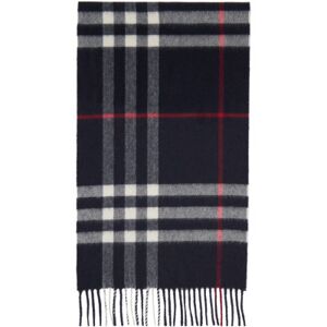 Burberry Navy Check Cashmere Scarf  - NAVY - Size: UNI - male