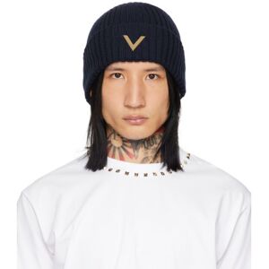 Valentino Garavani Navy Wool Beanie  - NAVY - Size: UNI - male