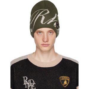 Rhude Khaki Automobili Lamborghini Edition Beanie  - OLIVE/IVORY - Size: UNI - male