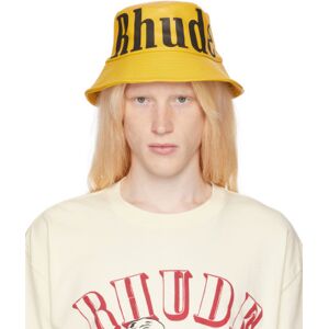 Rhude Yellow Logo Leather Bucket Hat  - MUSTARD - Size: UNI - male