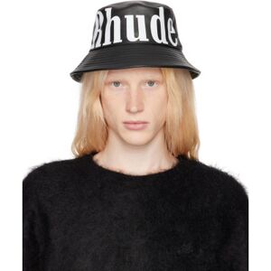 Rhude Black Logo Leather Bucket Hat  - BLACK - Size: UNI - male