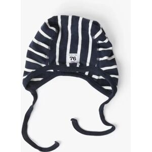 Polarn O. Pyret Baby GOTS Organic Cotton Stripe Helmet Hat, Blue - Blue - Unisex - Size: 1-4 months