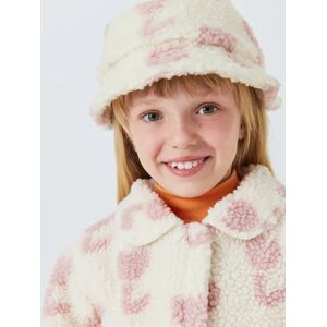 John Lewis ANYDAY Kids' Tulip Fleece Bucket Hat, Cream/Pink - Cream/Pink - Female - Size: S