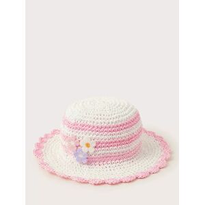 Monsoon Baby Crochet Flower Sun Hat, Pink - Pink - Unisex - Size: 1-3 years
