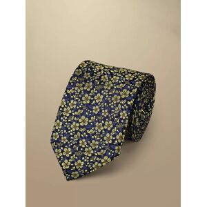 Charles Tyrwhitt Floral Textured Silk Tie, Ink Blue/Gold - Ink Blue/Gold - Male