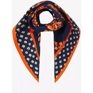 Brora Organic Cotton Patchwork Square Scarf, Navy/Marigold - Navy/Marigold - Female