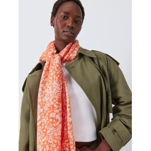 John Lewis Agnes Floral Print Recycled Polyester Scarf, Orange/Multi - Orange/Multi - Female