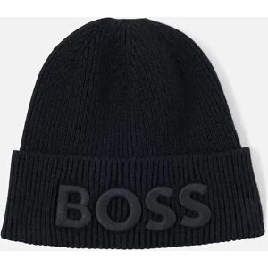 Men's Hugo Boss Men's Knitted Black Afox-1 Beanie Hat. - Size: ONE size