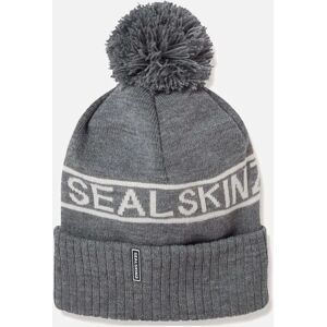 Women's Sealskinz Unisex Heacham Waterproof Icon Bobble Hat - Dark Grey Cream - Size: S/M