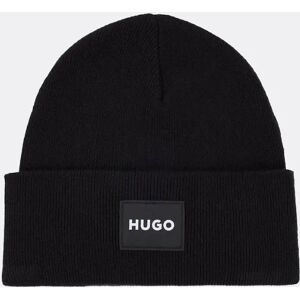 Men's HUGO Xevon Mens Logo Patch Beanie - Black - Size: ONE size