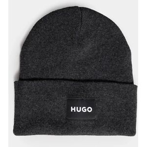 Men's HUGO Xevon Mens Logo Patch Beanie - Dark Grey - Size: ONE size