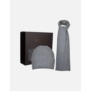 Replay Women's Ribbed Knit Hat & Scarf Gift Set, Grey Melange
