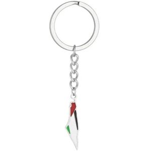 Wudaizhi Israel Palestine Map Flag Keychain for Men Women Stainless Steel Pendant Key Ring Country Map Israel Jewelry Fashion Accessories