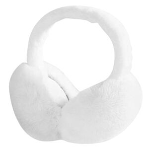 Hemore Ear Muffs for Winter Women, Faux Fur Warm Ear Muffs, Foldable Ear Warmers, Winter Ear Covers for Women Girls (White)