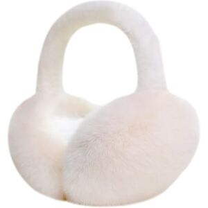 FSSTUD Faux Fur Warm Earmuffs Winter Cute Plush Ear Warmer Furry Ear Covers Outdoor Foldable Ear Muffs Protector for Girls Ladies White