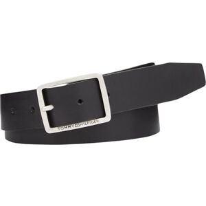 Tommy Hilfiger Men Belt Jeans Buckle 3.5 Leather, Black (Black), 115 cm