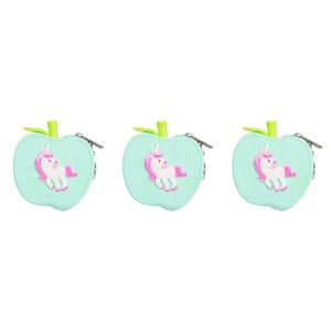 GALPADA 3 Pcs Apple Shaped Coin Purse Silicone Coin Bag Cartoon Cute