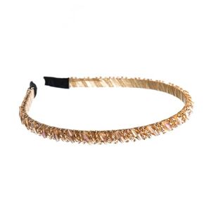 Qinlenyan Faux Crystal Headband Elegant Hair Hoop Beads Elastic Non Slip Lightweight Thin Edge Accessories for Coffee