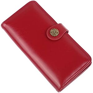 DieffematicQ Purses for Women Oil Wax Leather Women Wallets Fashion Multi-Card Slot Long Wallets for Women Retro Buckle Two-fold Card Holder