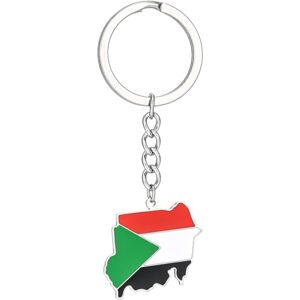 xbiez Sudan Flag Pendant Keychain for Women Men Titanium Steel Country Map Key Rings for Bag Car Jewelry Christmas Souvenir