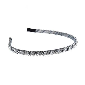 Qinlenyan Faux Crystal Headband Elegant Hair Hoop Beads Elastic Non Slip Lightweight Thin Edge Accessories for Silver