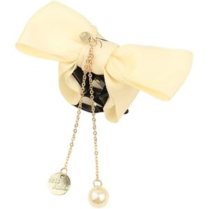 Tainrunse Secure Hair Claw Clip Decorative Women Bow Decor with Faux Pearl Chain Tassel Hairgrip for Everyday Hairstyles Shower Non-damaging Beautiful White