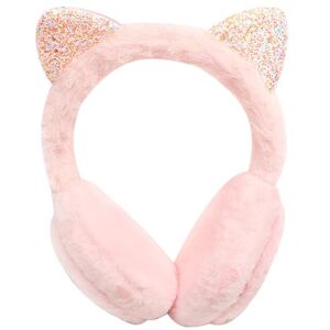 IHCEMIH Ear Muffs Women Girls Earmuffs Winter Accessories Fluffy Plush Adjustable Adults Outdoor Thermal Ear Warmer Skiing Running Cat Ears Covers Protector from Wind Cold Gift for Girl Ladies Pink