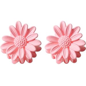 Porceosy Flower Shape Hair Clip Small 2pcs Claw Candy Color Hairpin Plastic Resin Back Head Daily Party Pink