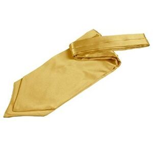 DQT Plain Satin Wedding Self-Tie Ascot Cravat for Men - Gold