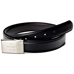 Tommy Hilfiger Men's Leather 1 Inch Double Buckle Reversible Belt Box Set, Black(Size: One Size)