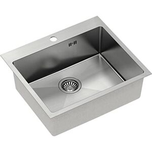 QUADRON imagine your kitchen Quadron Russel 110 Stainless Steel Sink, Size 55 x 48 cm, Colour: Silver, Single Bowl Kitchen Sink with Steel Chamber, Stainless Steel Sink, with Siphon and Screw Cap