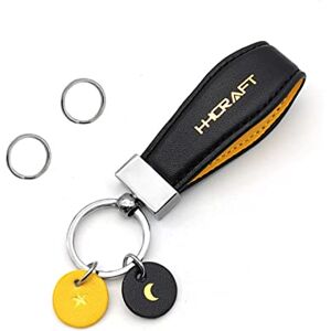 Yoyumi Keychain Key Ring Car Key Chain Women'S Exquisite Leather Pendant Men'S Key Pendant Couple Key Chain Ring Small Gift Black Yellow And Silver