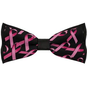 Baikutouanqy Pink Satin Ribbon Breast Cancer Men's Bow Tie Adjustable Pre-tied Bowtie Work Party Wedding Bow Tie Gift