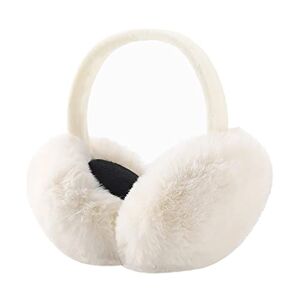 Fsstud Plush Ear Muffs Foldable Fluffy Earmuffs Cute Winter Ear Warmers Outdoor Ear Covers Ski Ear Warmer Warm Headbands for Men Women White