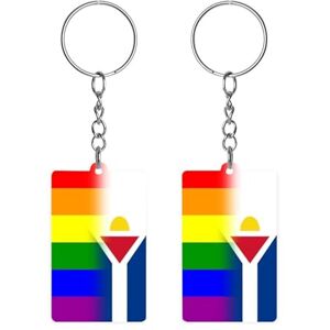 Baikutouanpoqlimg LGBT Pride French Saint Martin Flag Acrylic Keychain Rectangle Key Chains Keychain Mini Pendant Crafts For Women Men Gift