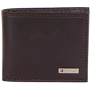 Tommy Hilfiger Men's Leather Fordham Bifold Wallet with Coin Pocket, Brown(Size: One Size)