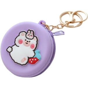 Youpo Key Pack Leather Keychain Cartoon Portable Round Silicone Coin Purse Coin Storage Bag Wallet Key Case (Color : Blauw) (Color : Blue) (Color : Strawberry Bear)