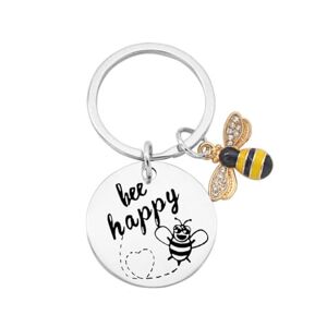 xbiez Cute Animal Bees Happy Keychain Encourage Keyring Car Keys Holder Bag Backpack Luggage Pendant Ornament for Women Men