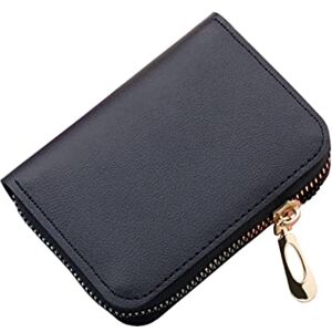 ACemt Stick on Wallet Fashion ID Short Wallet Solid Color Women Zipper Purse Multiple Card Slots Clutch Bag S8 Case Wallet (Black, One Size)