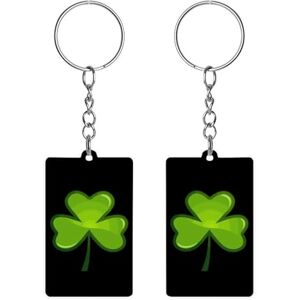 Baikutouanpoqlimg St Patricks Day Shamrock Acrylic Keychain Rectangle Key Chains Keychain Mini Pendant Crafts For Women Men Gift