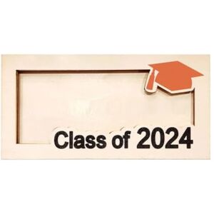 Auntyou 2024 Personalized Graduation Money Gift Holder Custom Wooden Graduation Cash Holder Card Box, Class Of 2024 Dark Brown