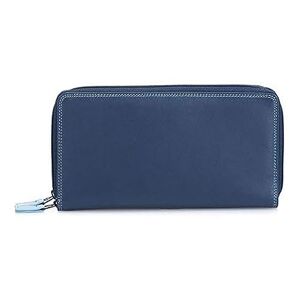 mywalit Unisex's Large Double Zip Around Purse Billfold, Blue, One Size