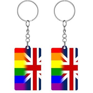 Baikutouanpoqlimg LGBT Pride British Flag Acrylic Keychain Rectangle Key Chains Keychain Mini Pendant Crafts For Women Men Gift