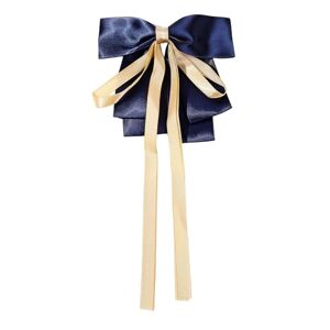 Tainrunse Children Hairpin Hair Accessories Decoration Spring Bowknot Ribbon Decor Barrette Back Head Clip with Golden Dark Blue